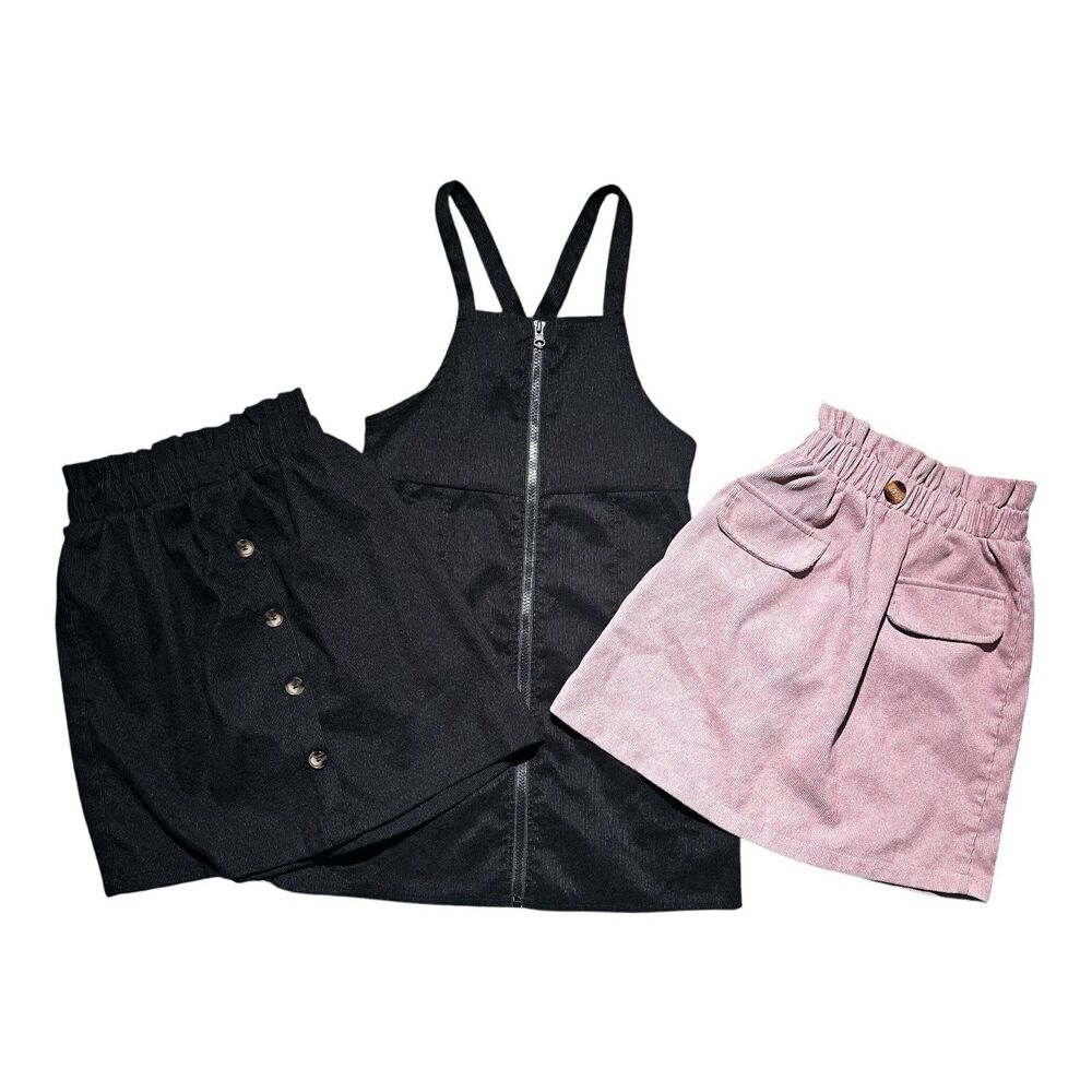 Shein Girls Size 8 Lot – Skirts and Dress Pink Overalls black corduroy